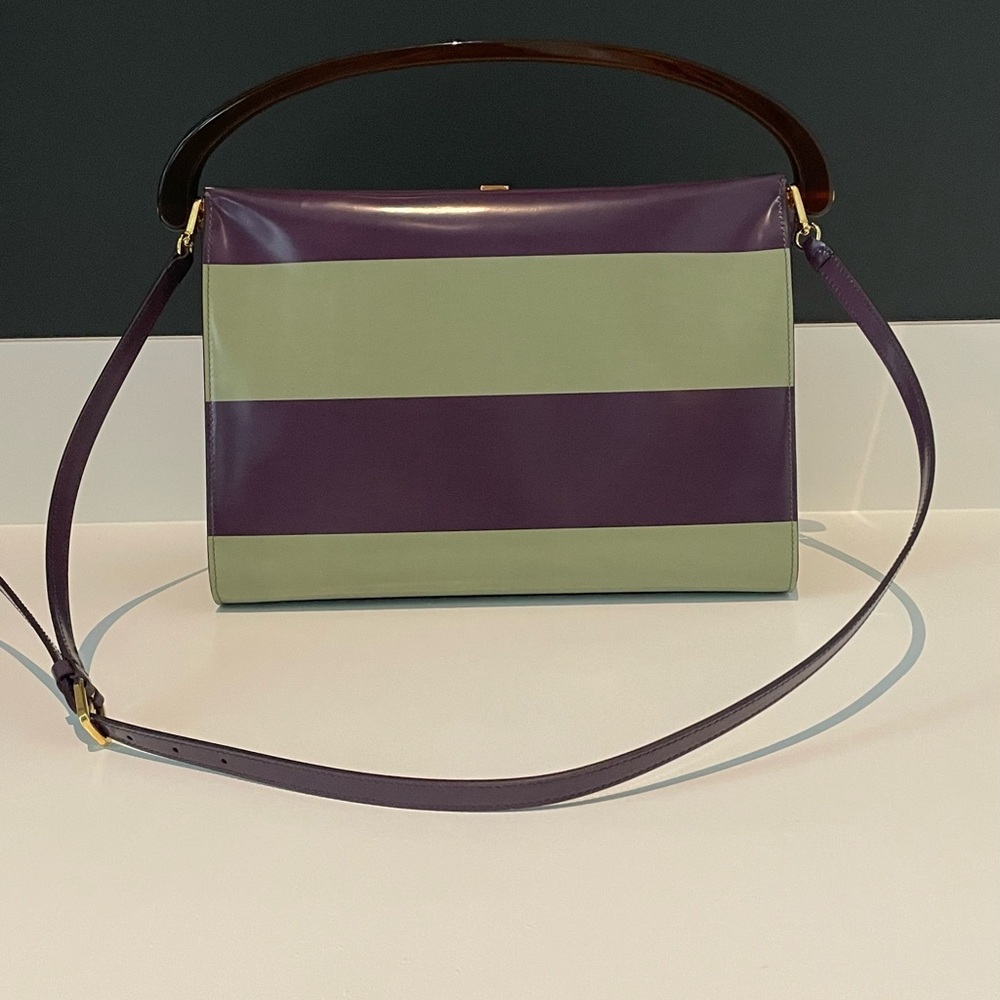 Dries Van Noten Geometric Purple and Green Shoulder Bag
